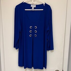 Joseph Ribkoff Cobalt Blue Tunic with Grommet Accents